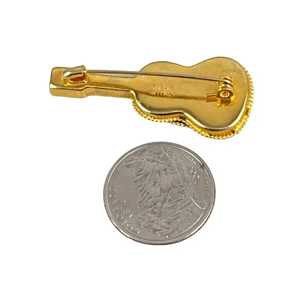 Vintage Micro Mosaic Italian Guitar Shaped Brooch Pin - Picture 5 of 6